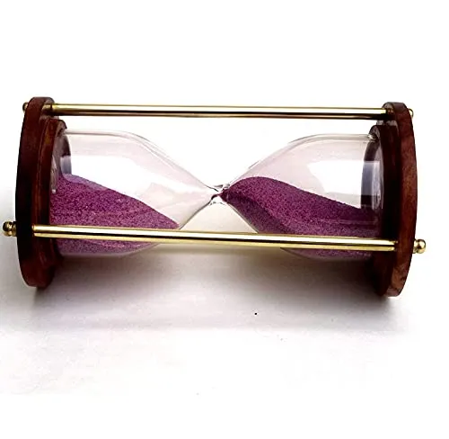 1 Minute Pink Sand Timer 4 inches Brass and Wood Sand Timer Hour Glass Sand Glass Clock Ideal for Exercise Tea Making.