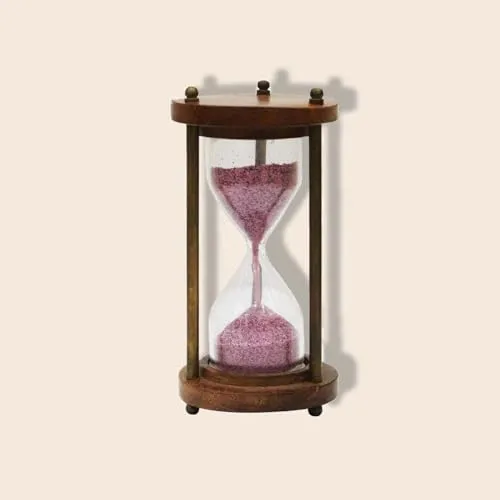 1 Minute Pink Sand Timer 4 inches Brass and Wood Sand Timer Hour Glass Sand Glass Clock Ideal for Exercise Tea Making.