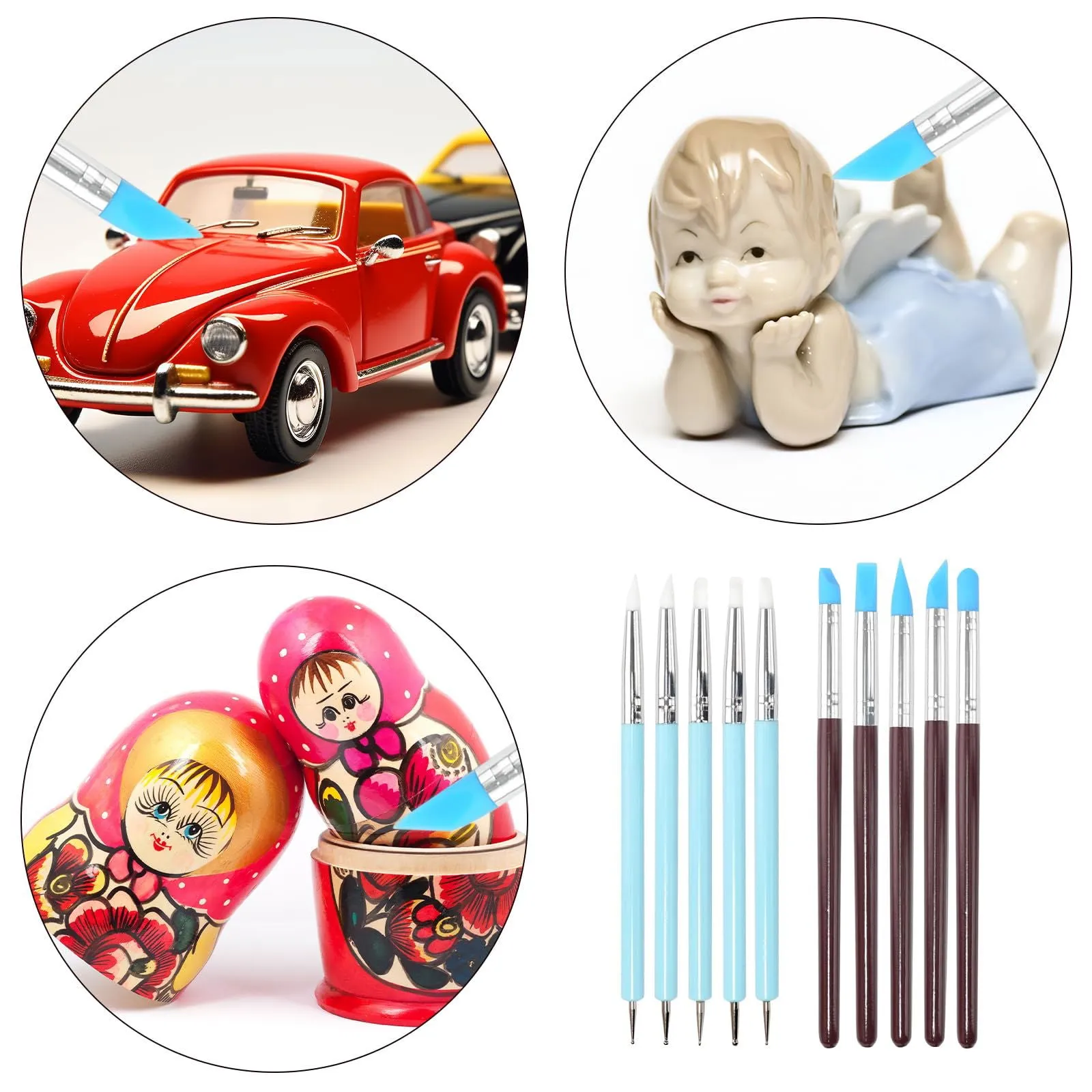 10 Pieces Silicone Clay Tools for Sculpting Clay Modeling, Resin Stippling, Nail Dotting Tools for Painting