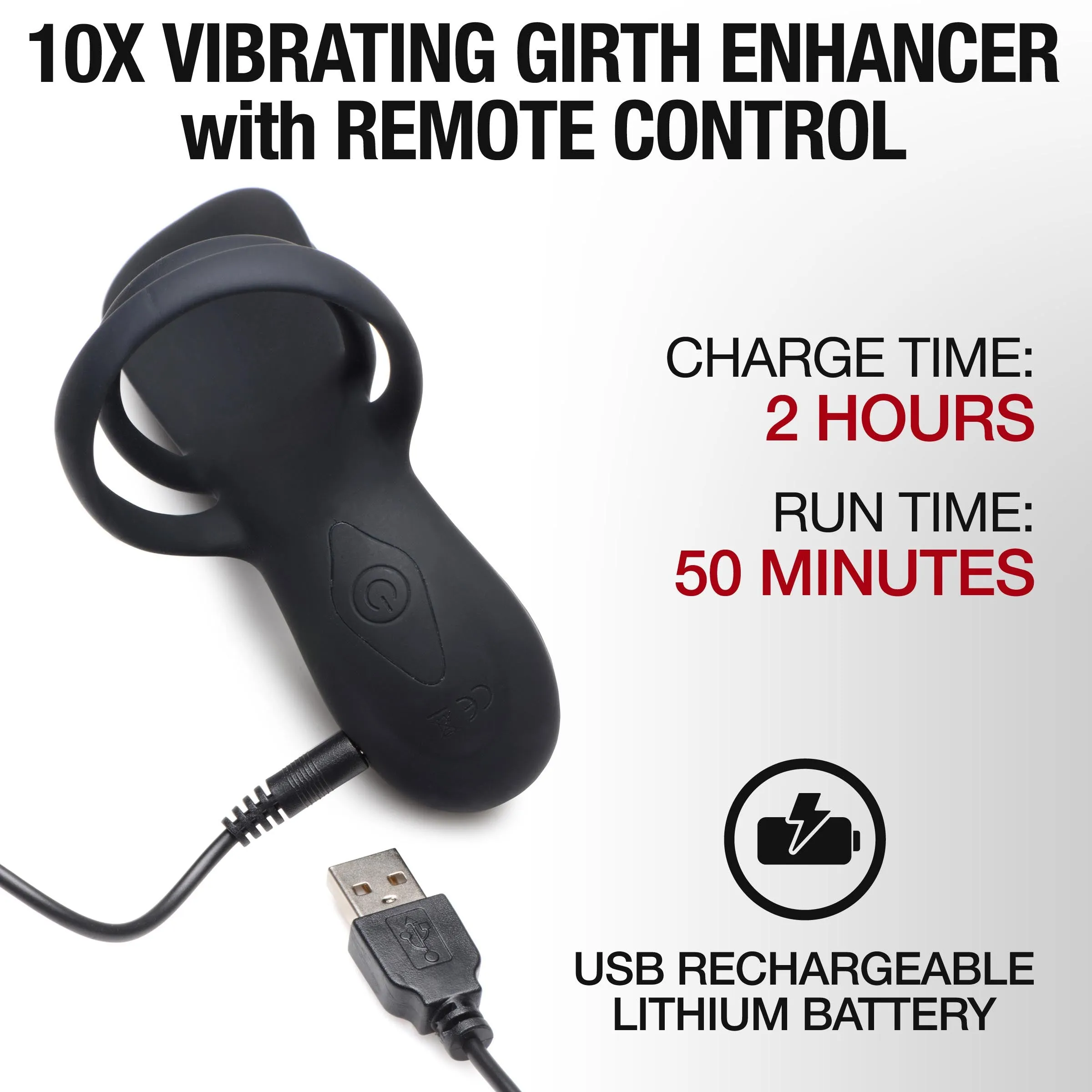 Enhanced Silicone Vibrating Girth Sleeve with Remote Control - 10 Vibration Modes