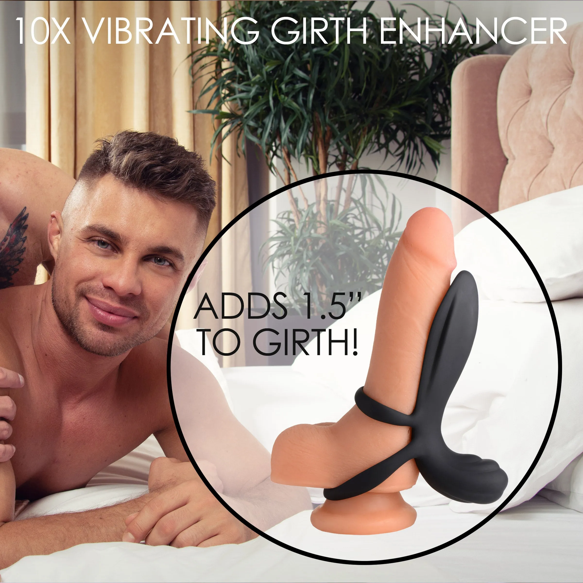 10X Silicone Vibrating Girth Enhancer with Remote Control