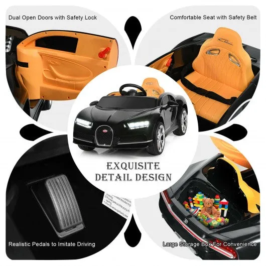 12V Licensed Bugatti Chiron Kids Ride on Car with Storage Box and MP3-Black