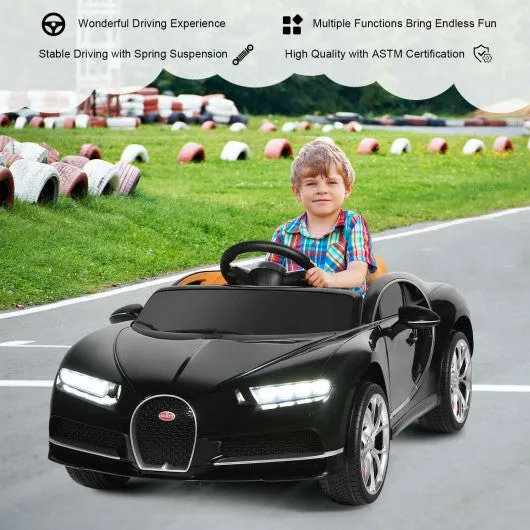 12V Licensed Bugatti Chiron Kids Ride on Car with Storage Box and MP3-Black