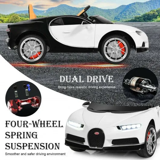 12V Licensed Bugatti Chiron Kids Ride on Car with Storage Box and MP3-White