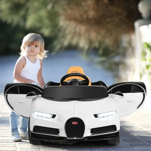 12V Licensed Bugatti Chiron Kids Ride on Car with Storage Box and MP3-White