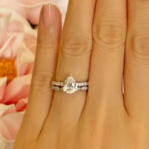 1.5 ctw Pear Accented Solitaire Art Deco Set