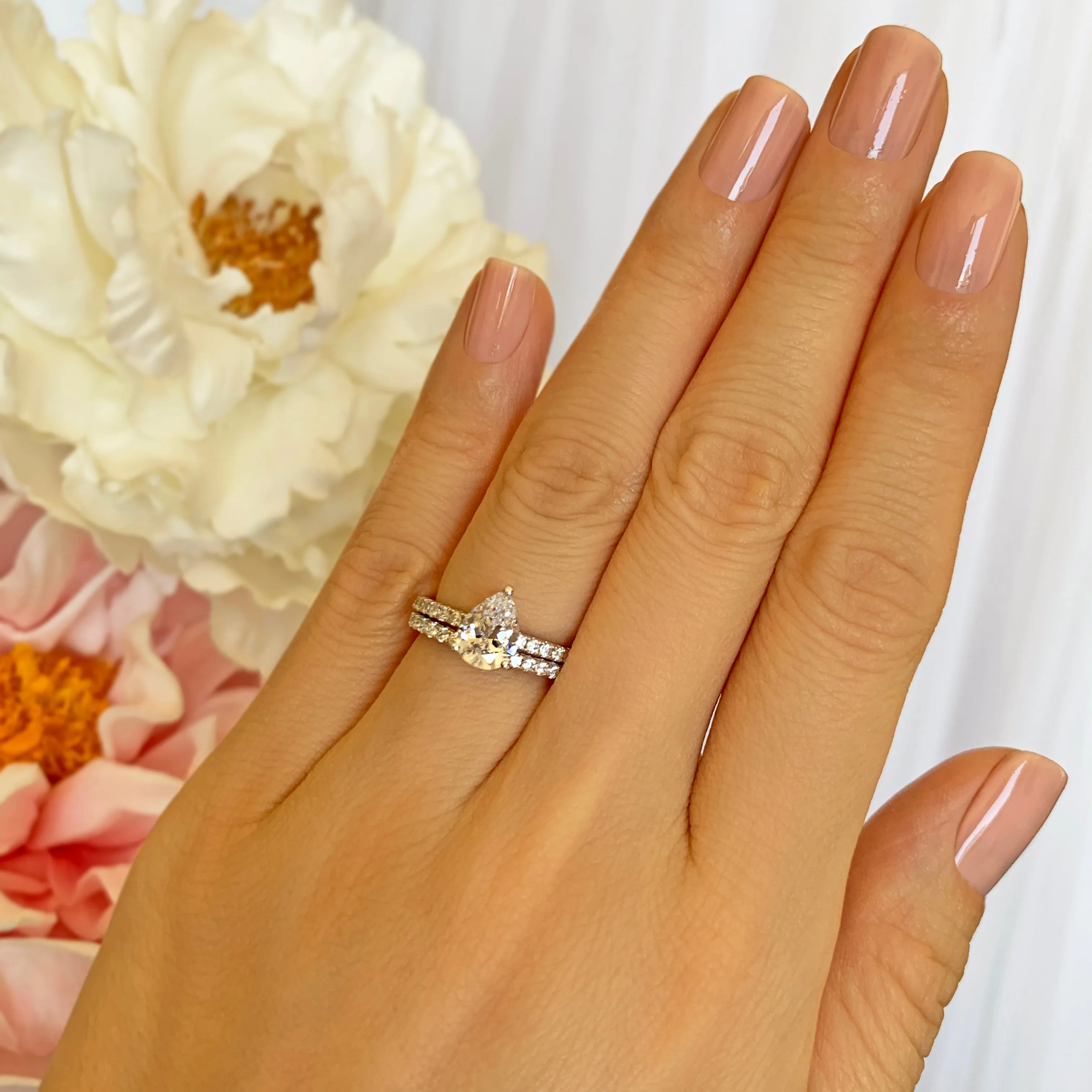 1.5 ctw Pear Accented Solitaire Half Eternity Set