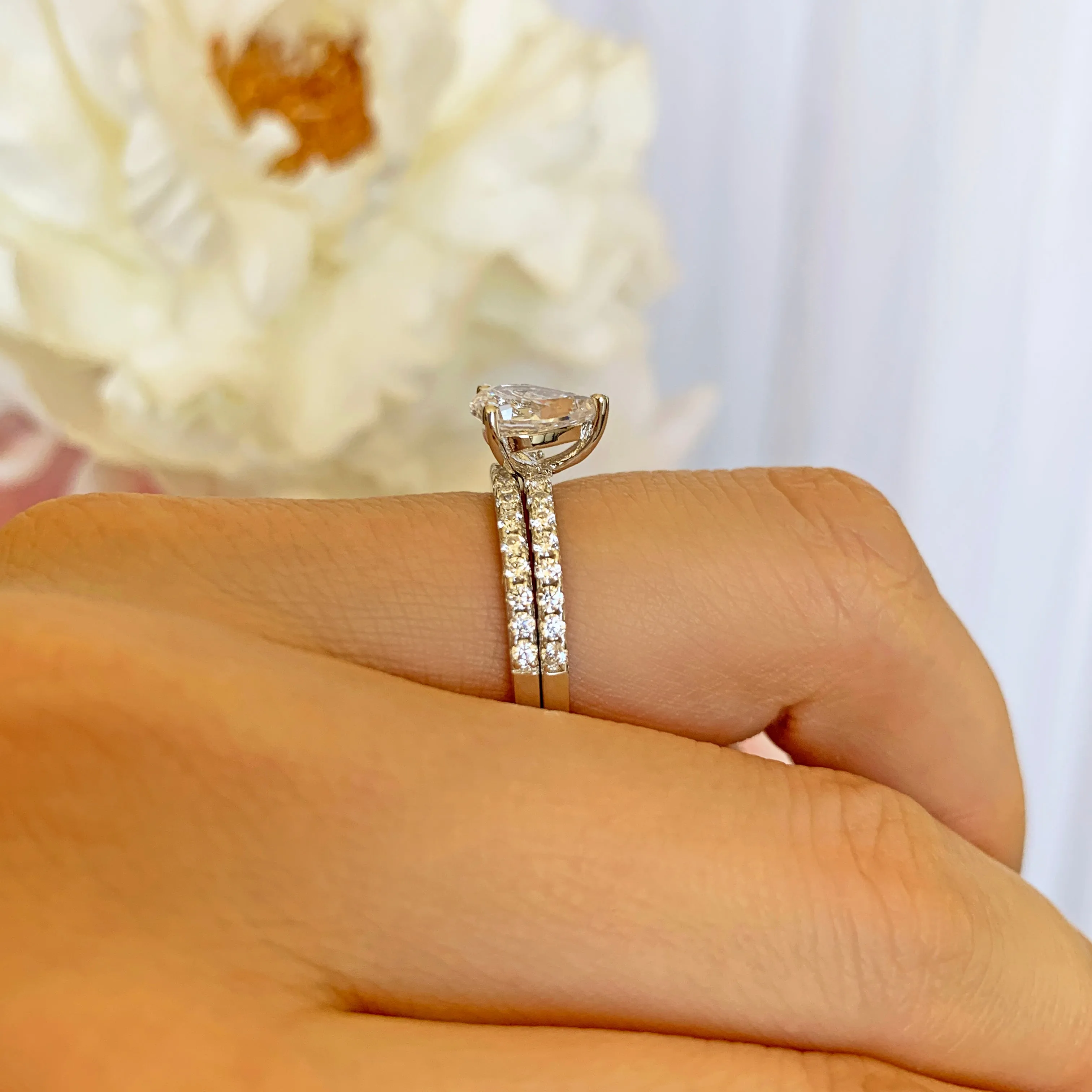 1.5 ctw Pear Accented Solitaire Half Eternity Set