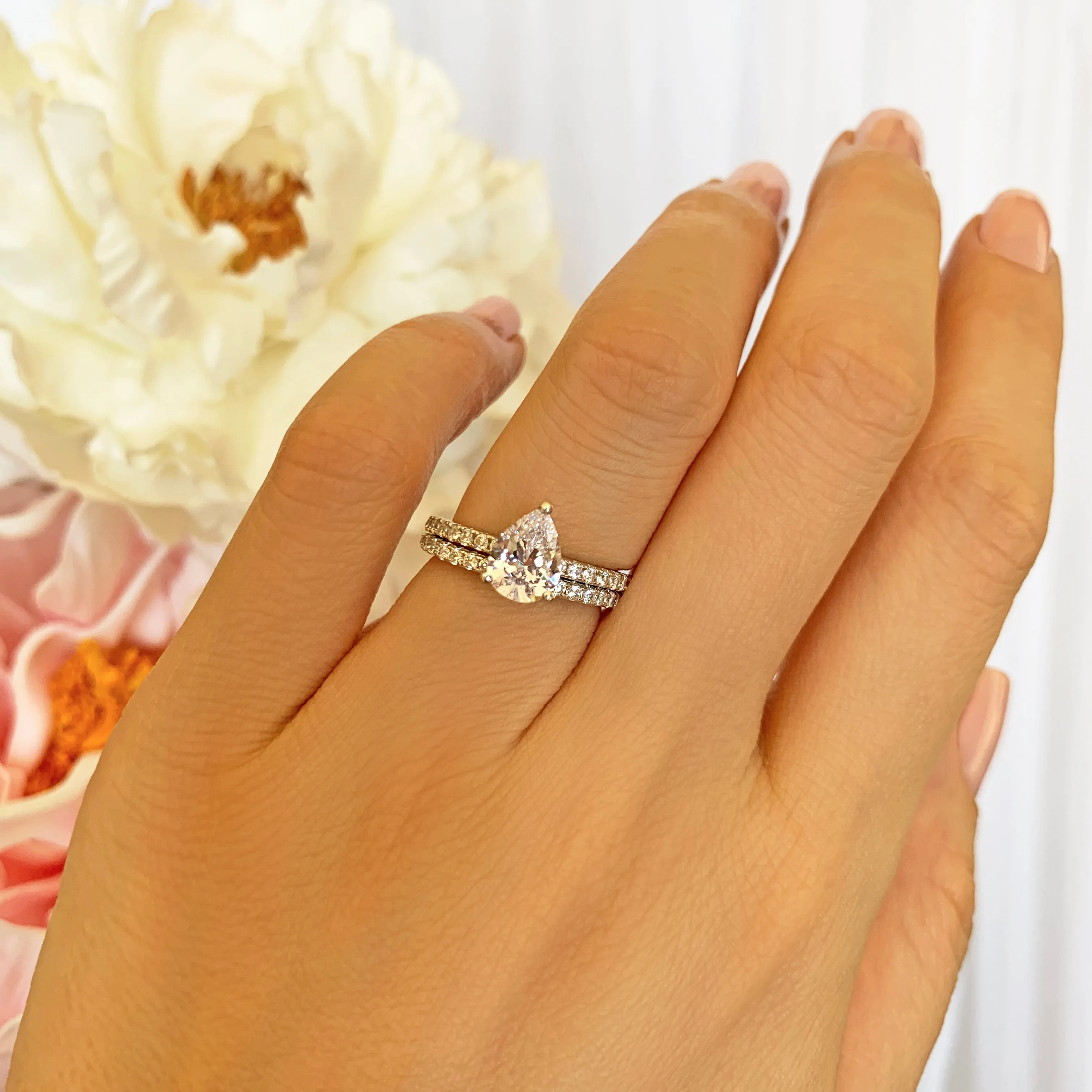 1.5 ctw Pear Accented Solitaire Half Eternity Set