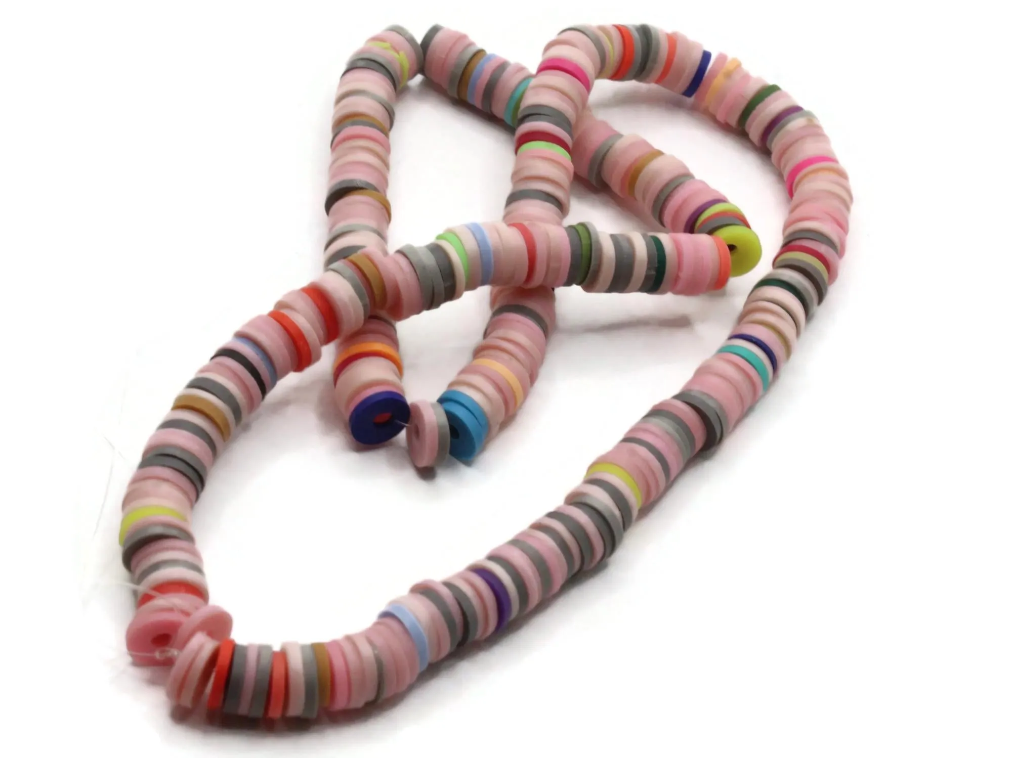 16 Inch Strand of Mixed Color Polymer Clay Heishe Disc Beads to String