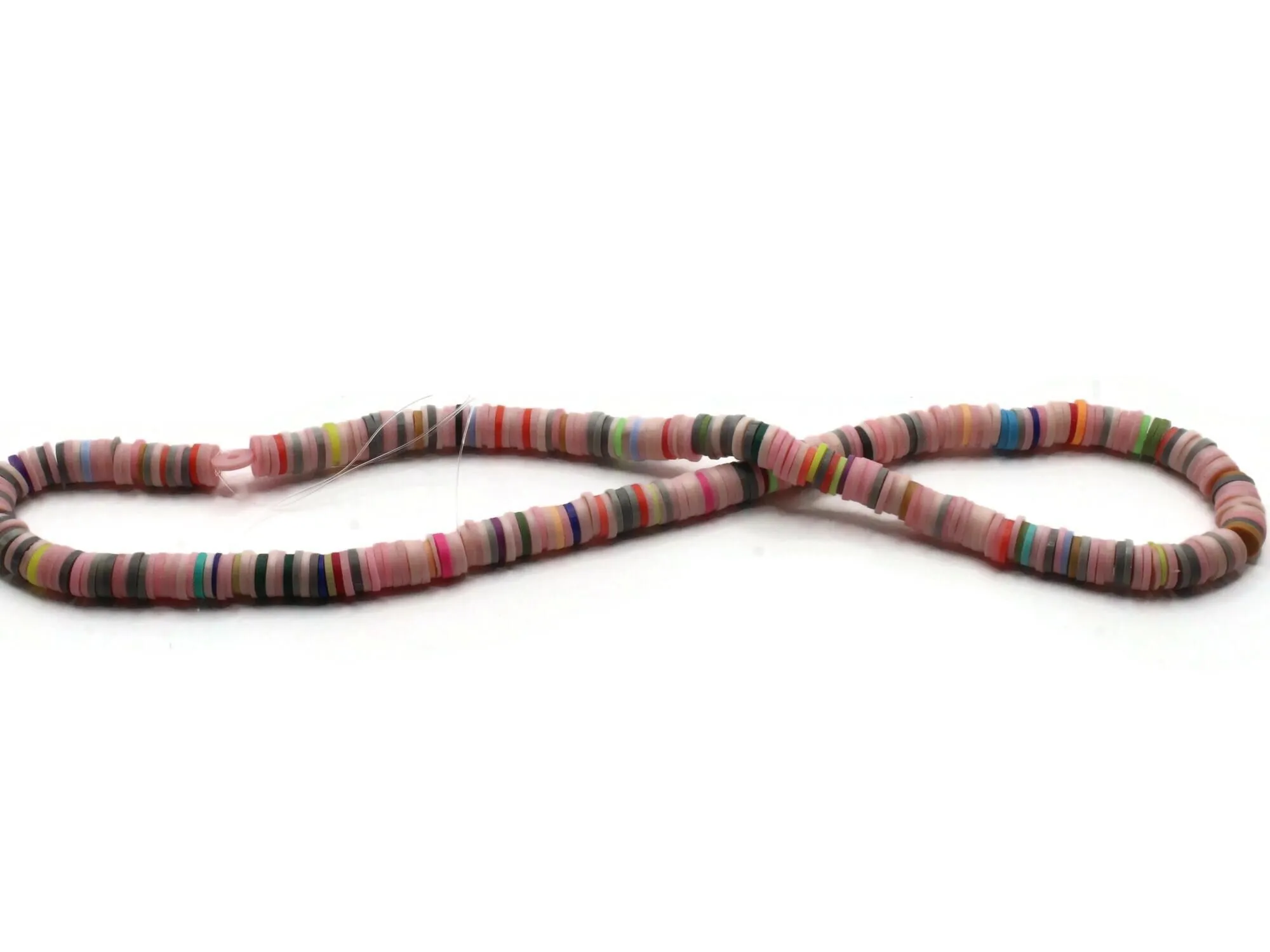 16 Inch Strand of Mixed Color Polymer Clay Heishe Disc Beads to String