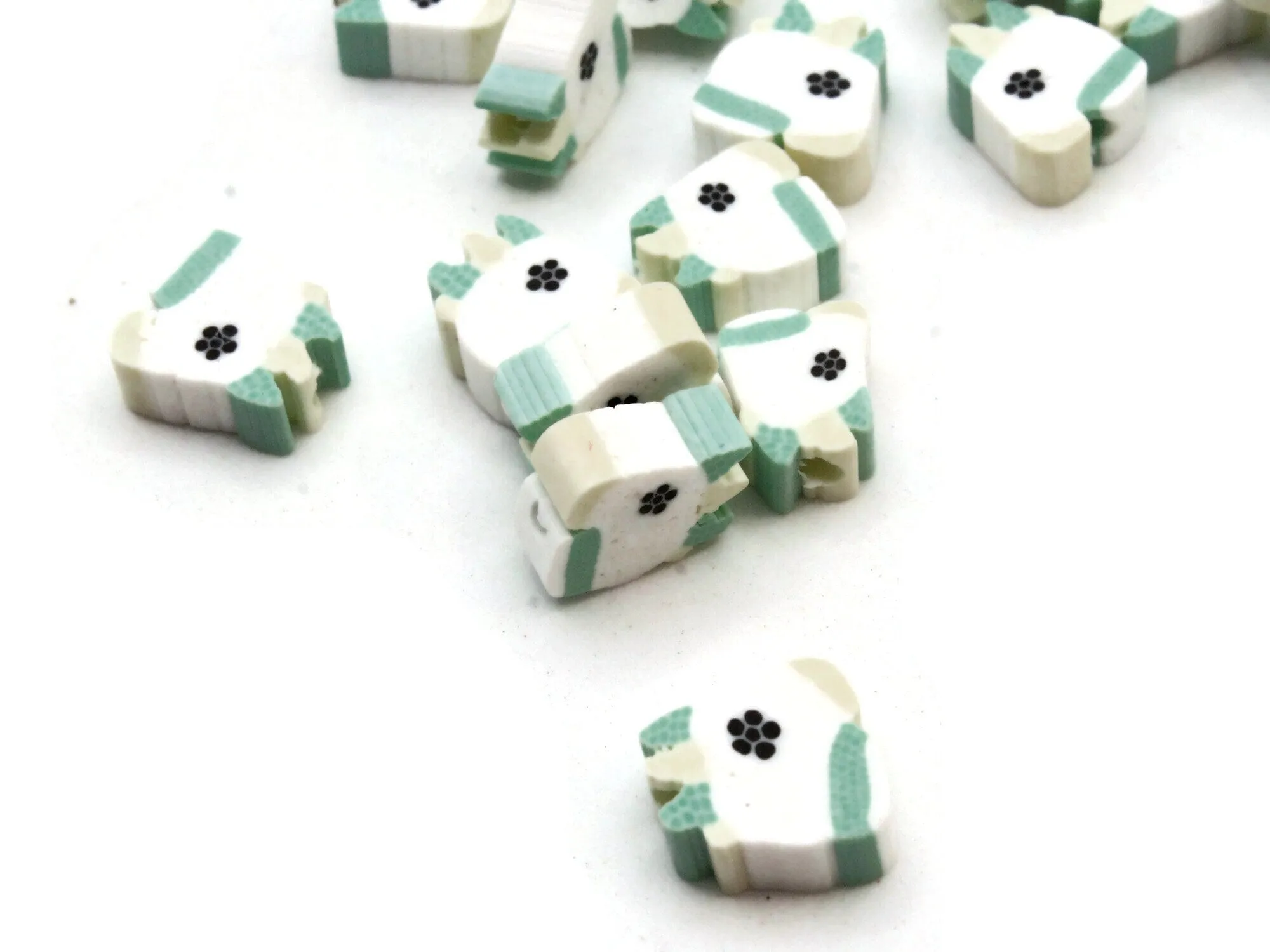 20 Weird White Unicorn Head Polymer Clay Beads