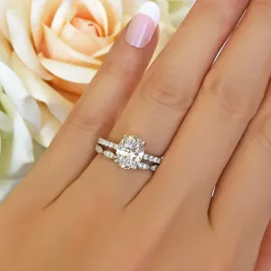 2.25 ctw Art Deco Oval Accented Solitaire Set