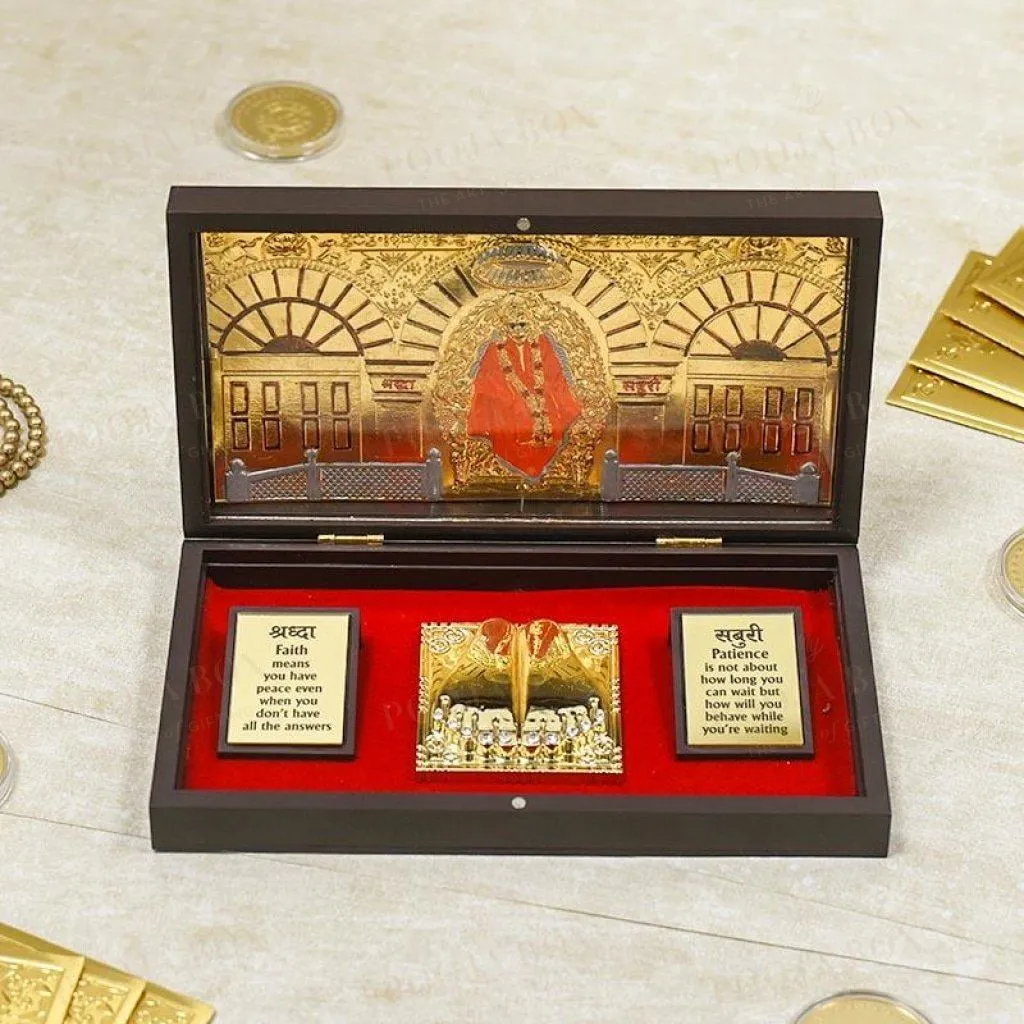 24K Gold Foil Sai Baba Pooja Box