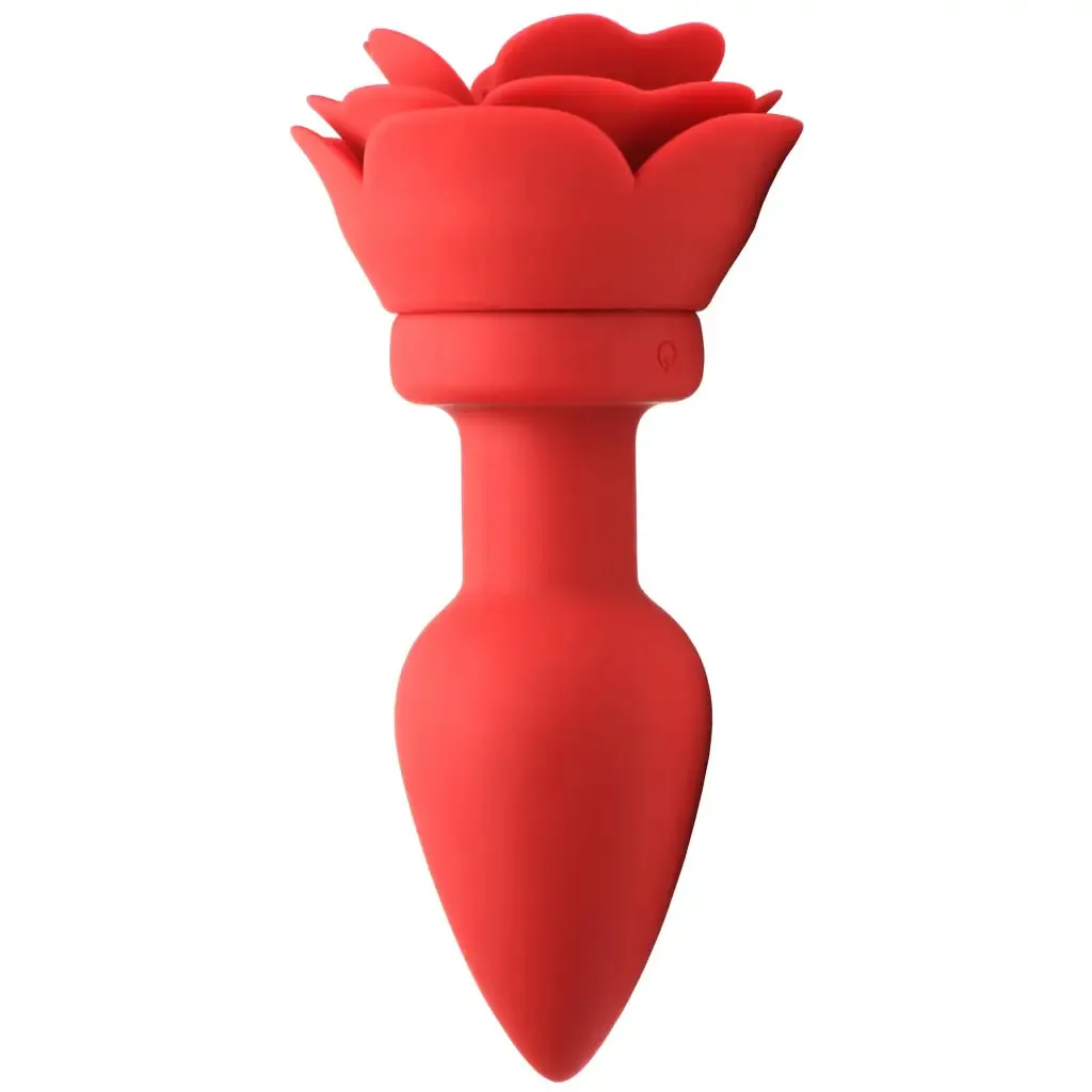 28x Silicone Vibrating Rose Anal Plug With Remote