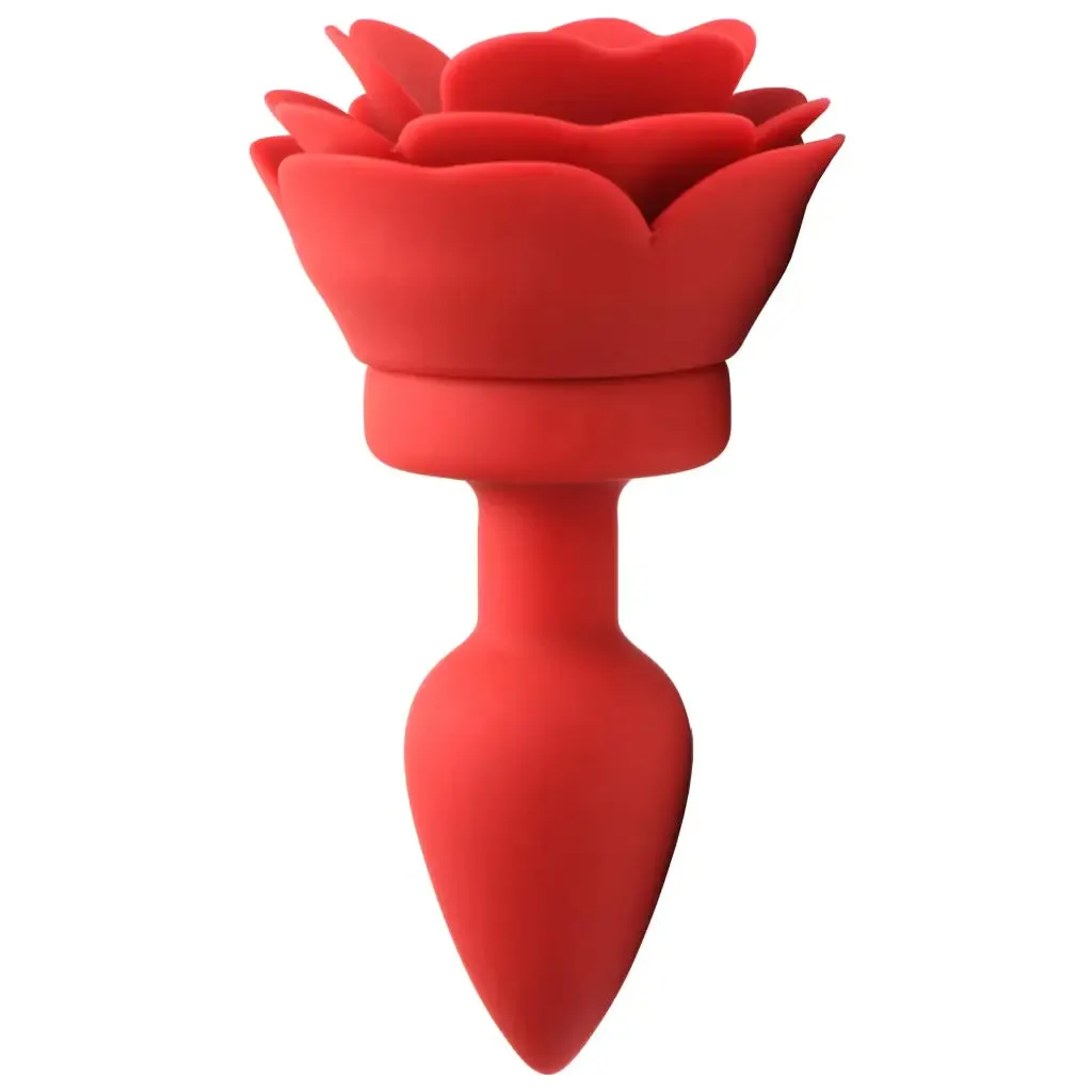 28x Silicone Vibrating Rose Anal Plug With Remote