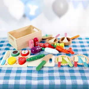 29-Pc Wooden Kids Kitchen Play Set with Magnetic Food - Keezi