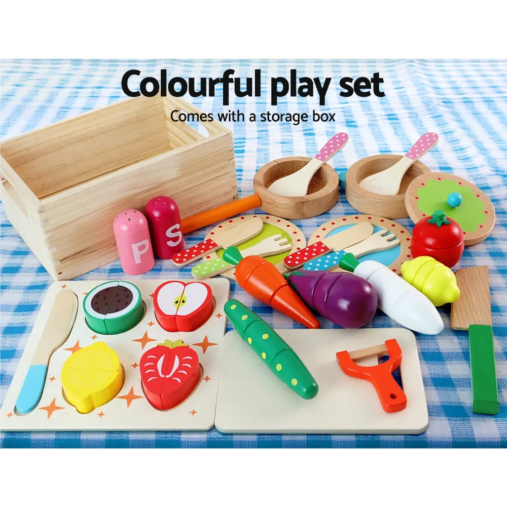 29-Pc Wooden Kids Kitchen Play Set with Magnetic Food - Keezi