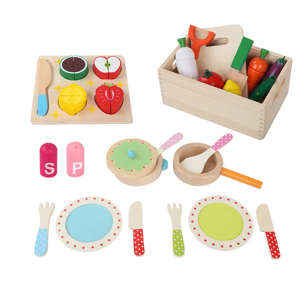 29-Pc Wooden Kids Kitchen Play Set with Magnetic Food - Keezi