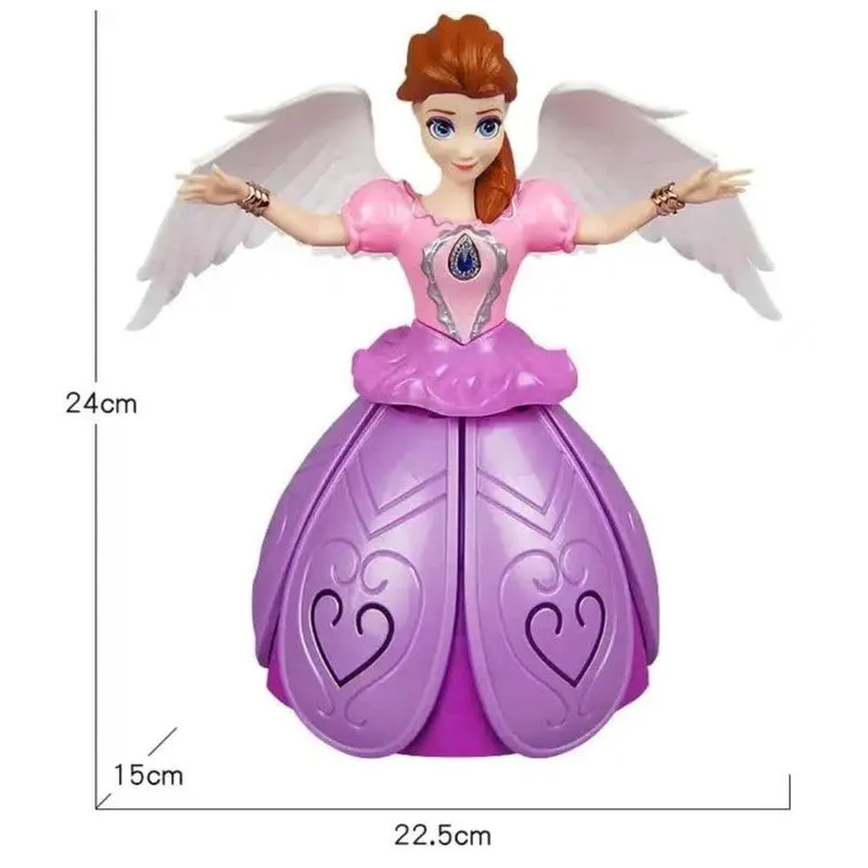 360 Degree Rotating Dancing Doll Princess Flashing Lights with Music Sound Toy (Pink)