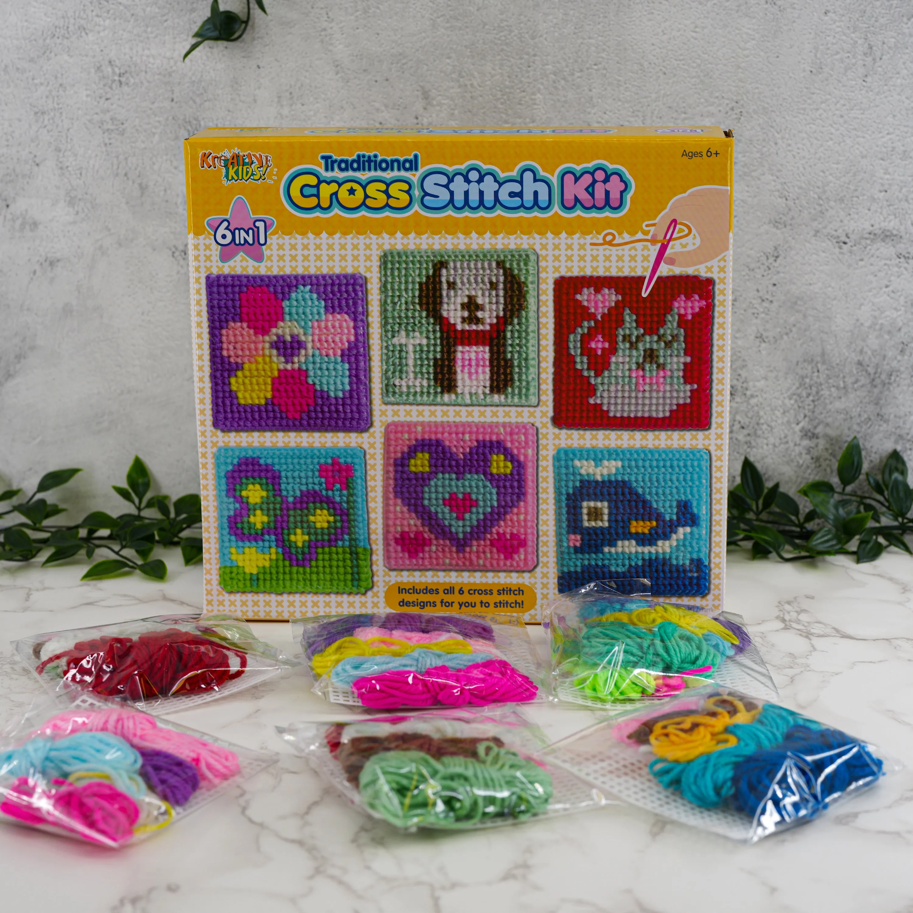 6 in 1 Traditional Cross Stitch Kit for Kids