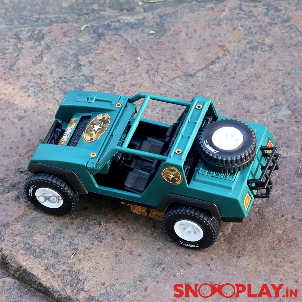 Army Jeep Toy Car (Free Rolling Wheels)