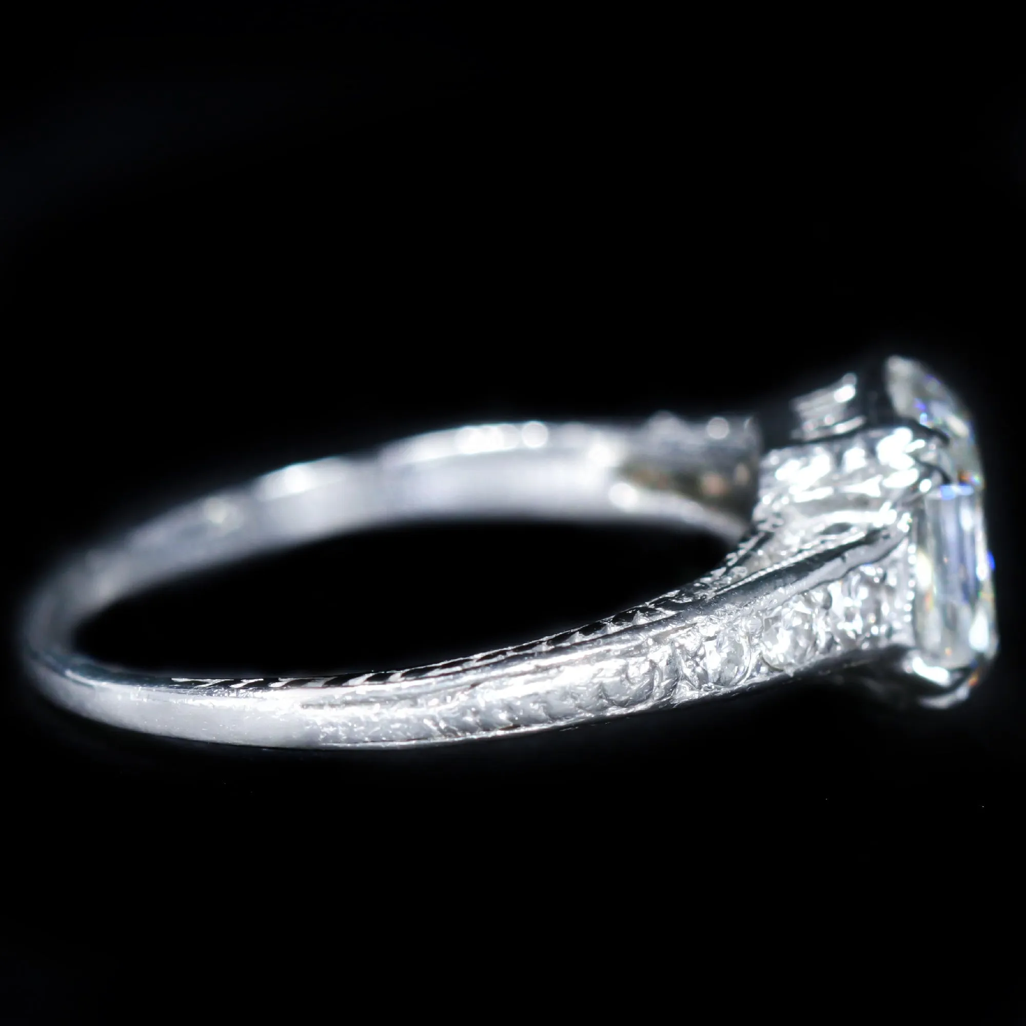 Art Deco 1.90 Carat Asscher Cut Diamond Engagement Ring