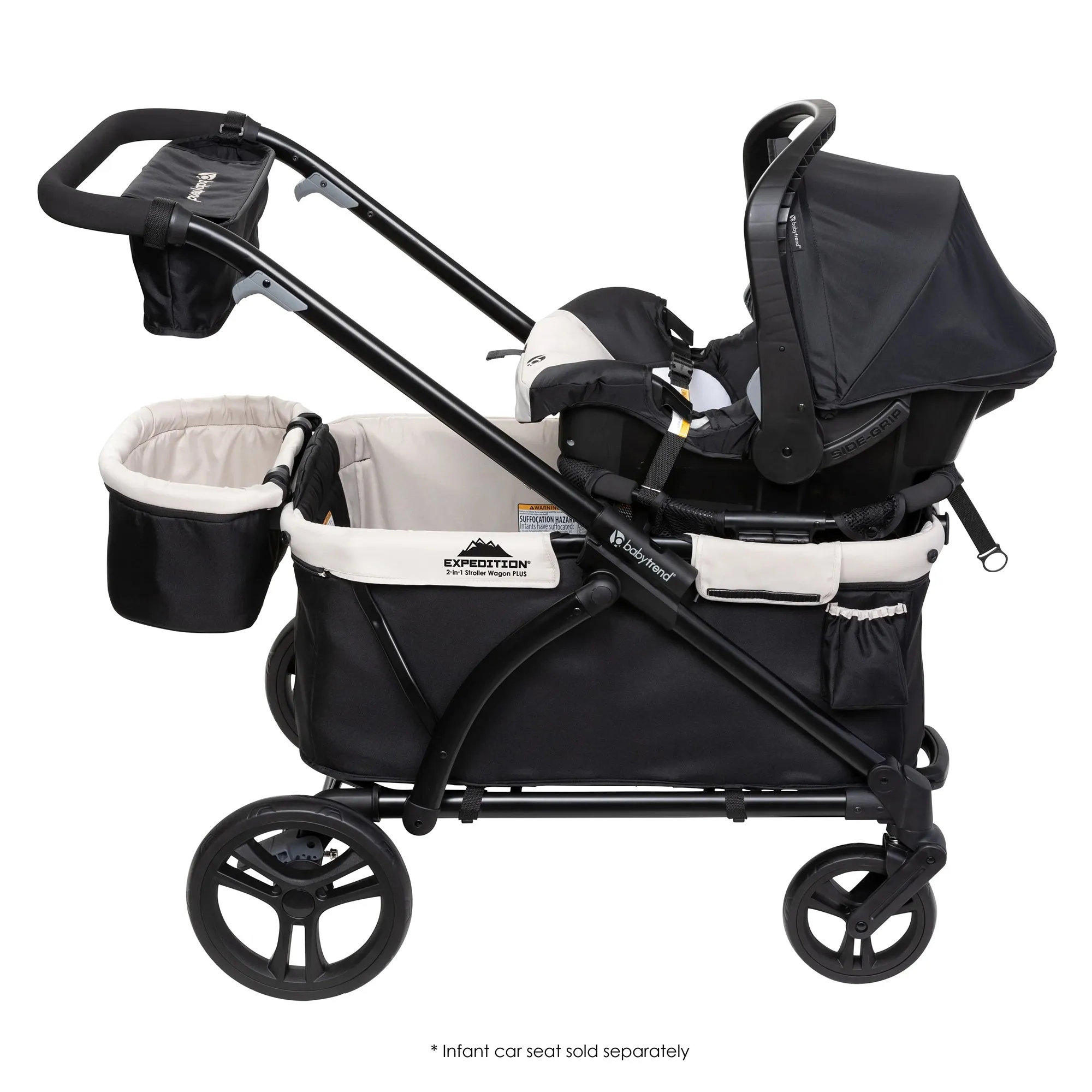 Baby Trend Expedition 2-in-1 Stroller Wagon PLUS w/Canopy & Basket, Modern Khaki