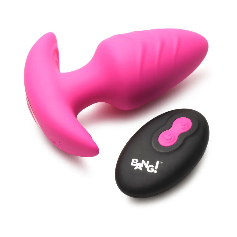 BANG! Rotating & Vibrating Silicone Butt Plug with Remote Pink