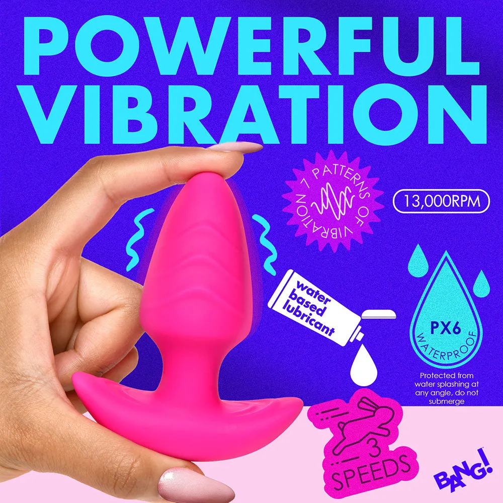 BANG! Rotating & Vibrating Silicone Butt Plug with Remote Pink