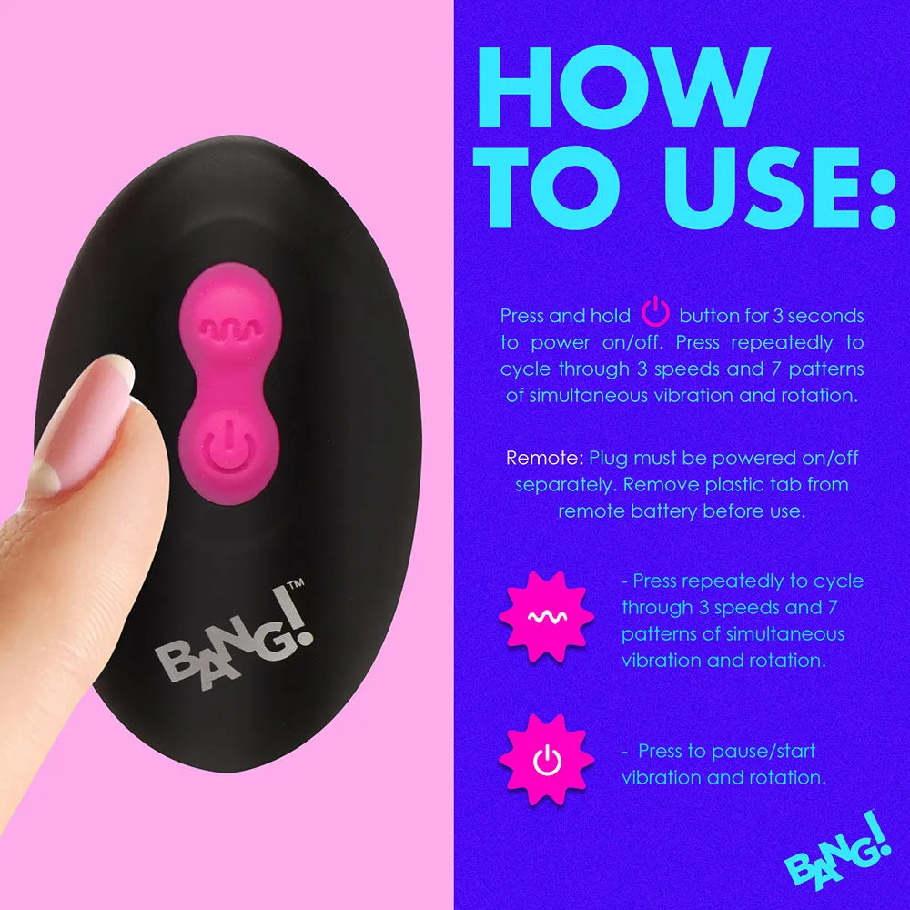 BANG! Rotating & Vibrating Silicone Butt Plug with Remote Pink