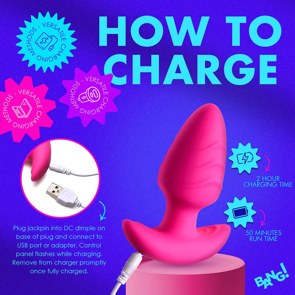 BANG! Rotating & Vibrating Silicone Butt Plug with Remote Pink