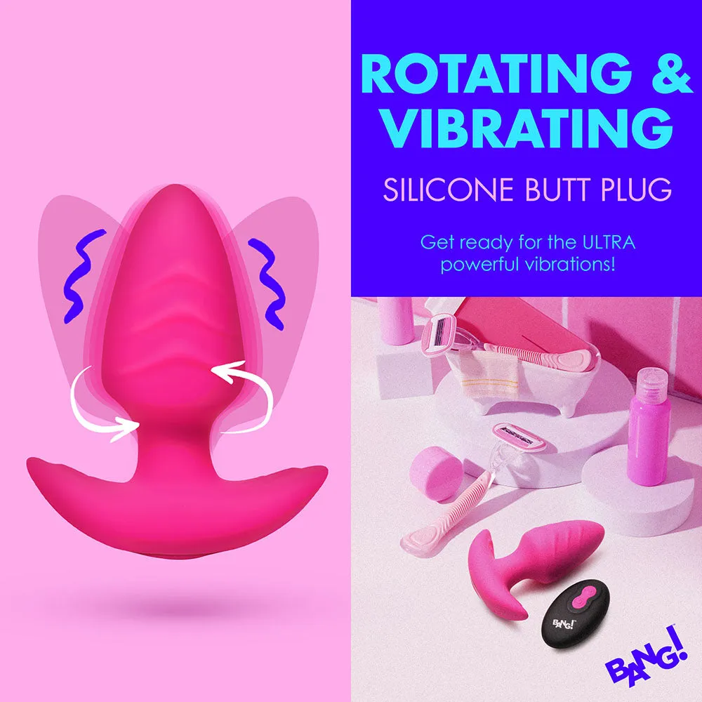 BANG! Rotating & Vibrating Silicone Butt Plug with Remote Pink