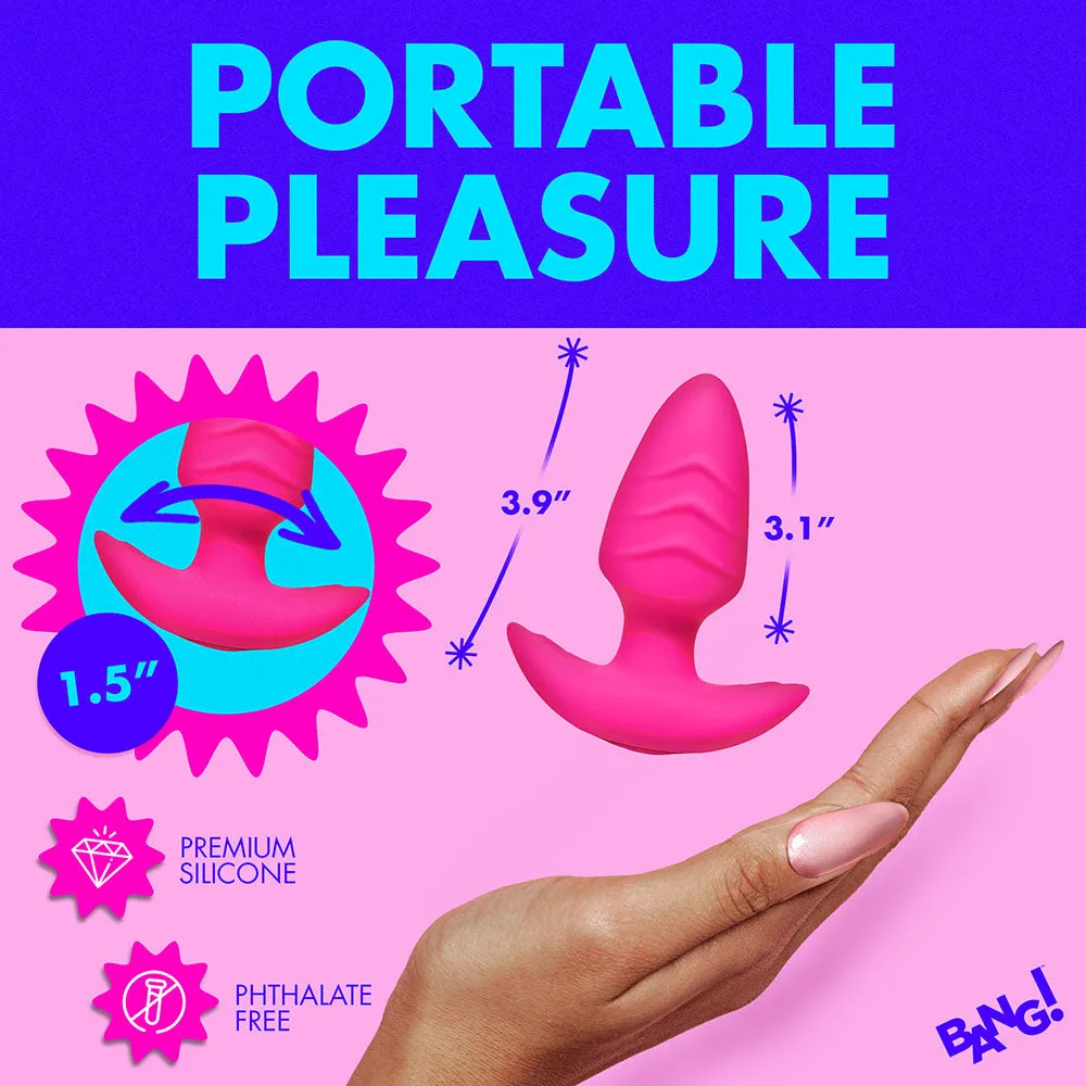 BANG! Rotating & Vibrating Silicone Butt Plug with Remote Pink