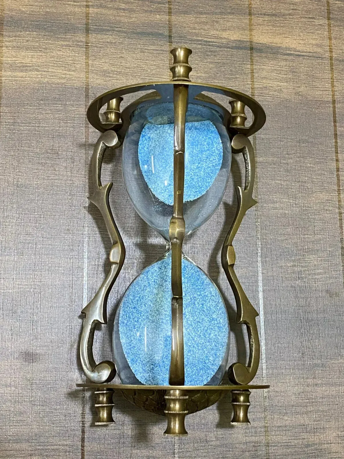 Brass Engraved Hourglass, Classic Nautical Sand Timer, Table Top Décor