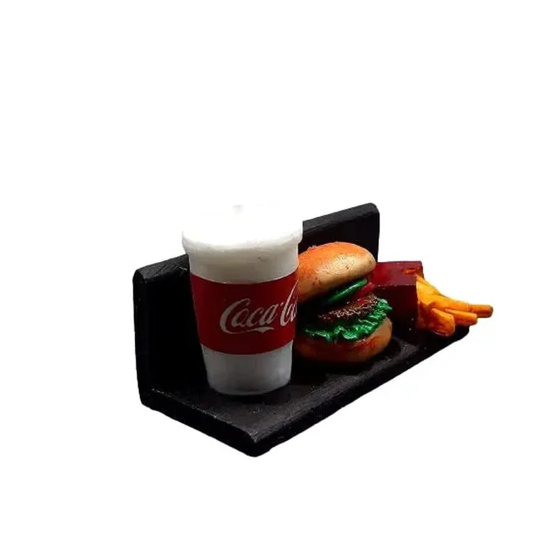 Burger, Fries, Cold Drink Miniature Food Fridge Magnet