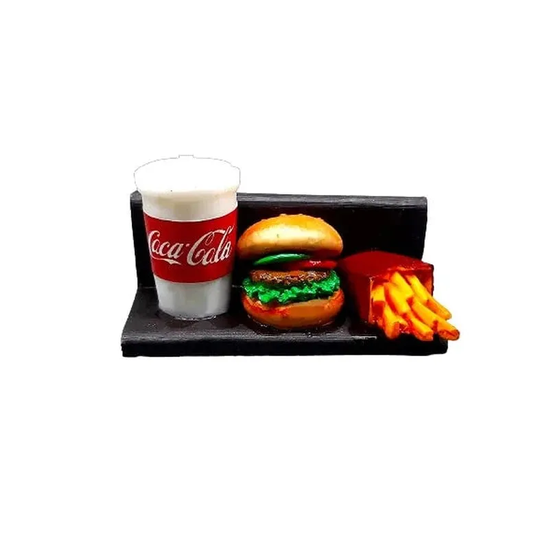 Burger, Fries, Cold Drink Miniature Food Fridge Magnet