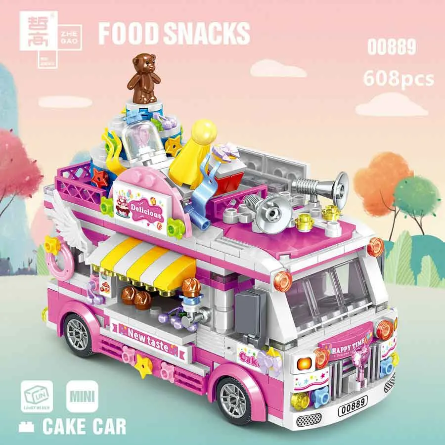 Cake Car Building Block toys Minifigures Food Trucks Fun for All over 500 Pieces