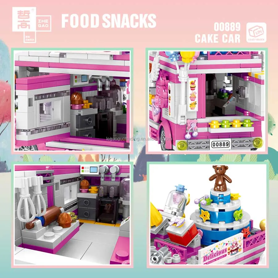 Cake Car Building Block toys Minifigures Food Trucks Fun for All over 500 Pieces