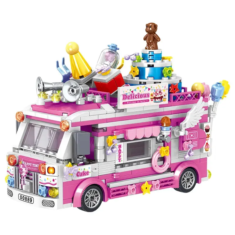 Cake Car Building Block toys Minifigures Food Trucks Fun for All over 500 Pieces