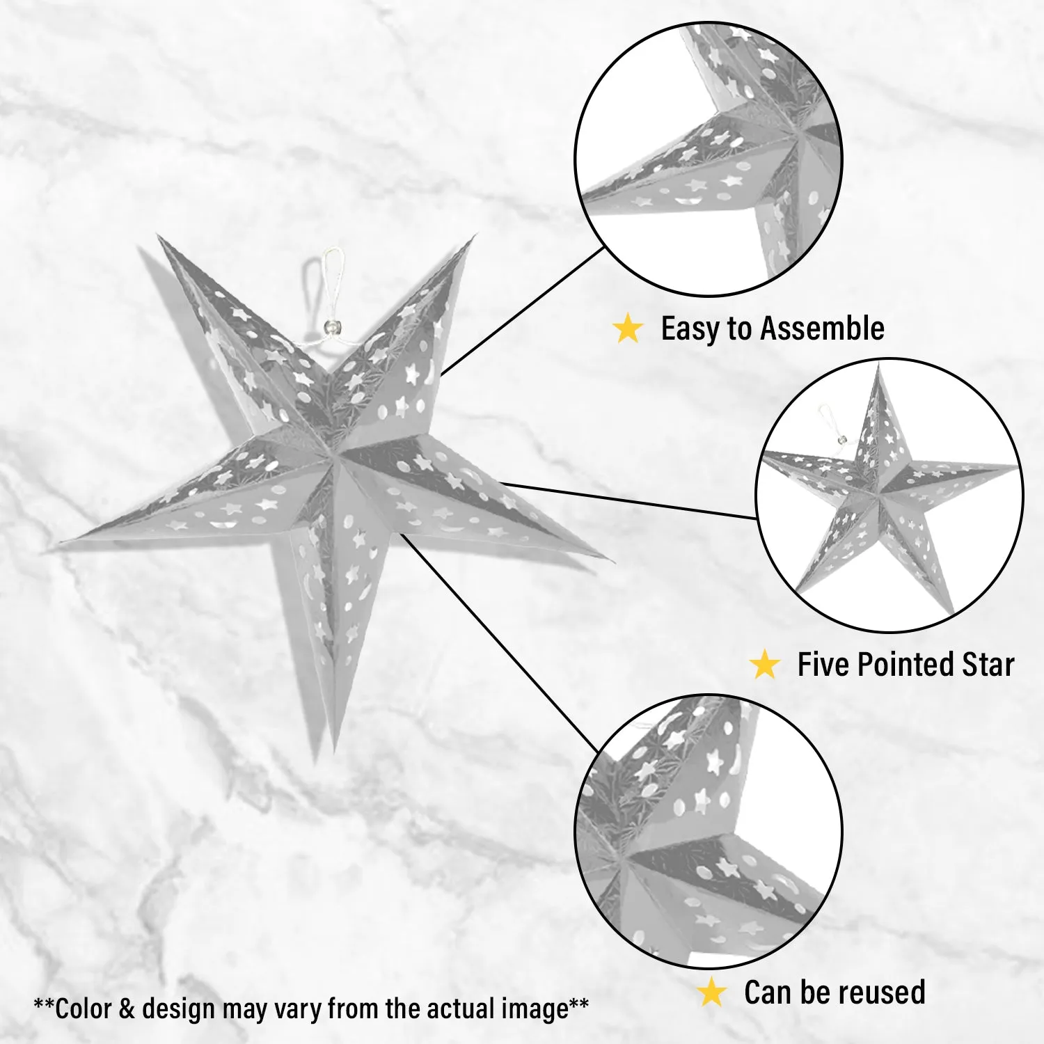 Christmas Paper Star-1 Pc- Silver Color