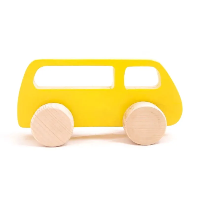 Combo - Wooden Push Toy Taxi, Pick-up Car, Van and Truck  (4 Pieces)