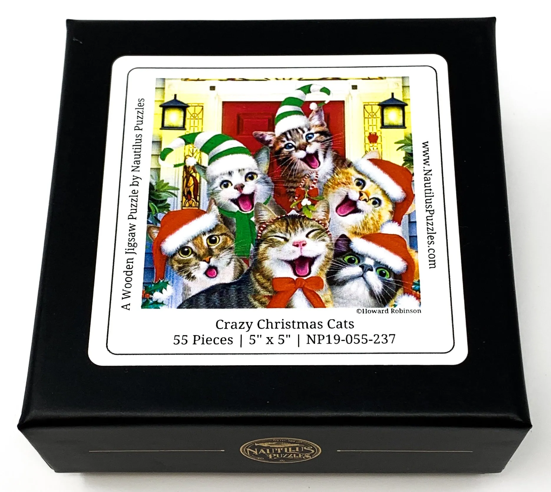 Crazy Christmas Cats (55 Piece Mini Christmas Wooden Jigsaw Puzzle)