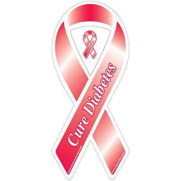 Cure Diabetes Red Ribbon Magnet