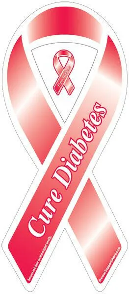 Cure Diabetes Red Ribbon Magnet