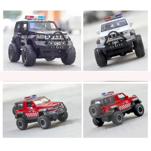 DEUSON ECOM Alloy 1:32 Jeep Police Car Diecast Metal Car Pullback Metal Die Cast Car Pull Back Toy car with Openable Doors & Light, Music Boys Gifts Toys for Kids