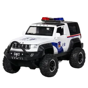 DEUSON ECOM Alloy 1:32 Jeep Police Car Diecast Metal Car Pullback Metal Die Cast Car Pull Back Toy car with Openable Doors & Light, Music Boys Gifts Toys for Kids