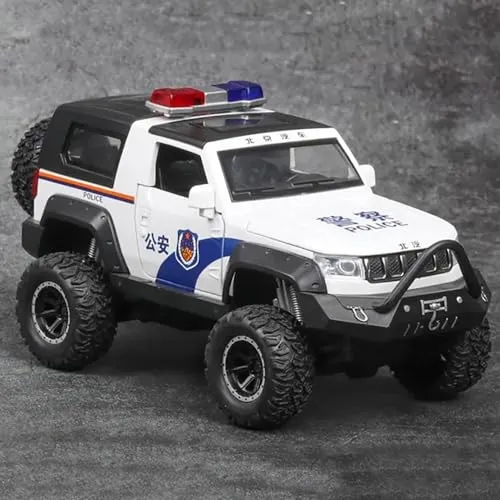 DEUSON ECOM Alloy 1:32 Jeep Police Car Diecast Metal Car Pullback Metal Die Cast Car Pull Back Toy car with Openable Doors & Light, Music Boys Gifts Toys for Kids