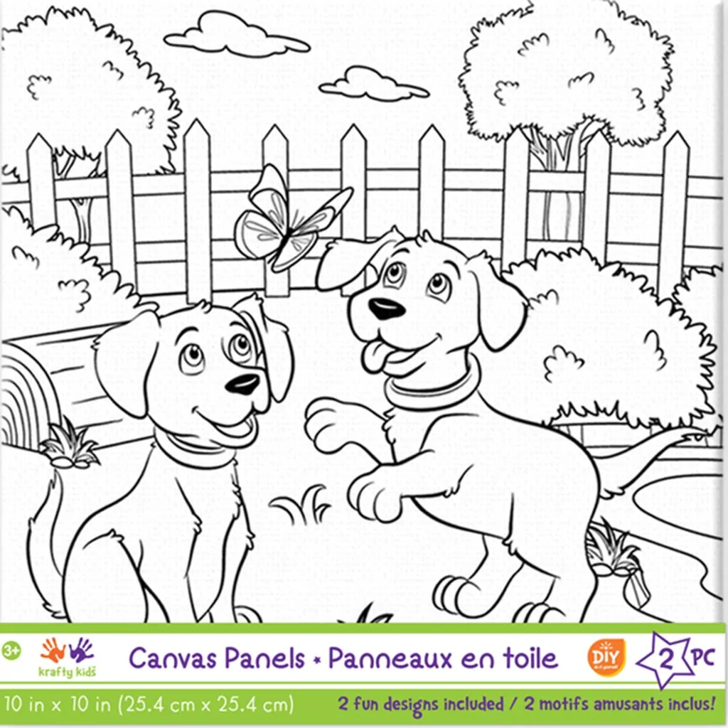 DIY Canvas Panels 2pc Assorted Designs 10in x 10in Doggies