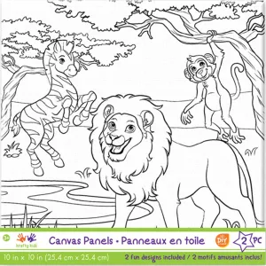 DIY Canvas Panels 2pc Assorted Designs 10in x 10in Zoo Pals